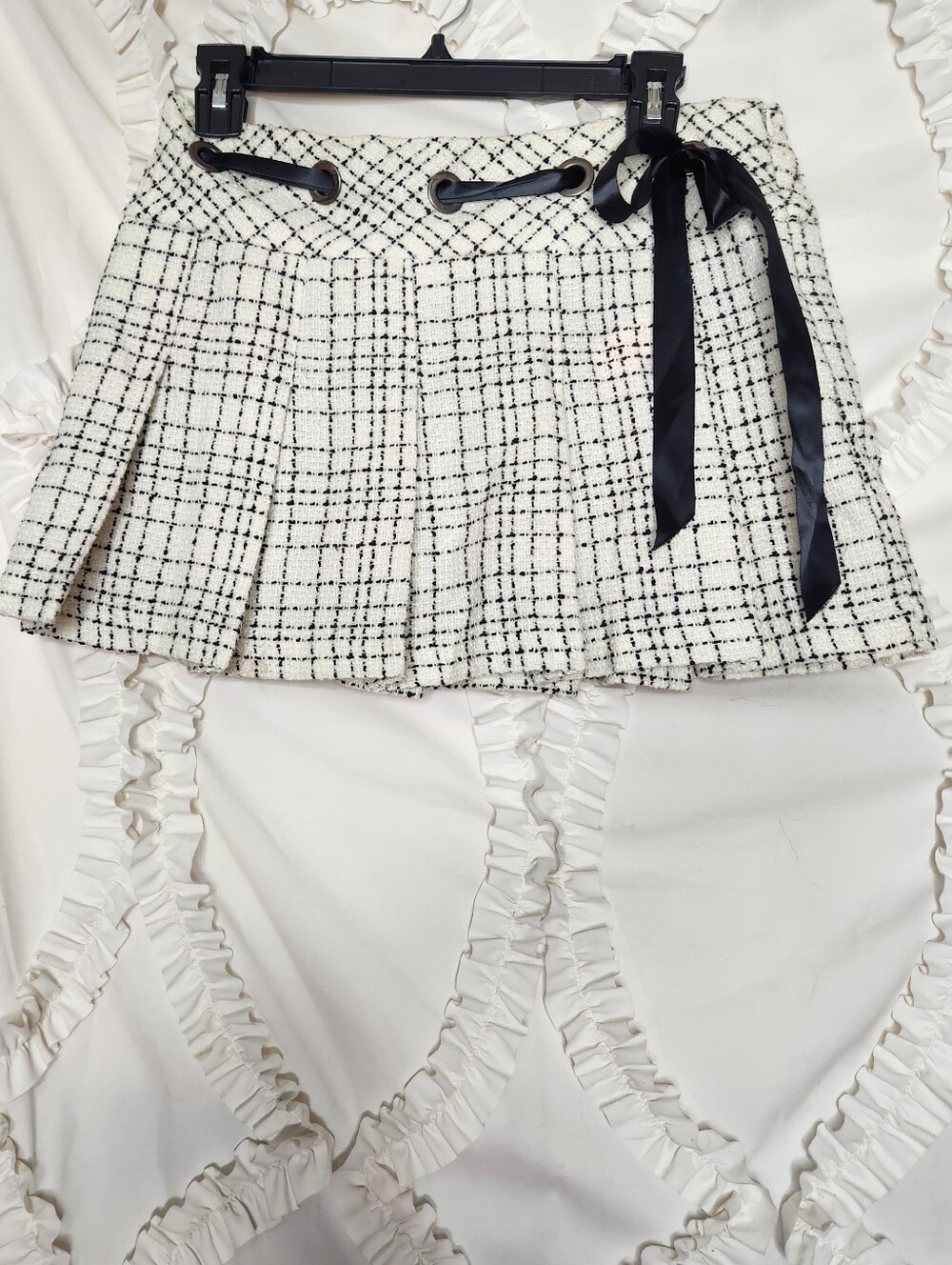 Guess Jeans Y2K Pleated Ribbon Mini Skirt School Girl sz Medium